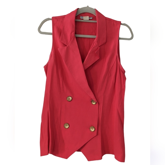 AUTHENTIC VINTAGE 80s David Hollis hot pink 2 piece set with vest and shorts - Picture 3 of 12